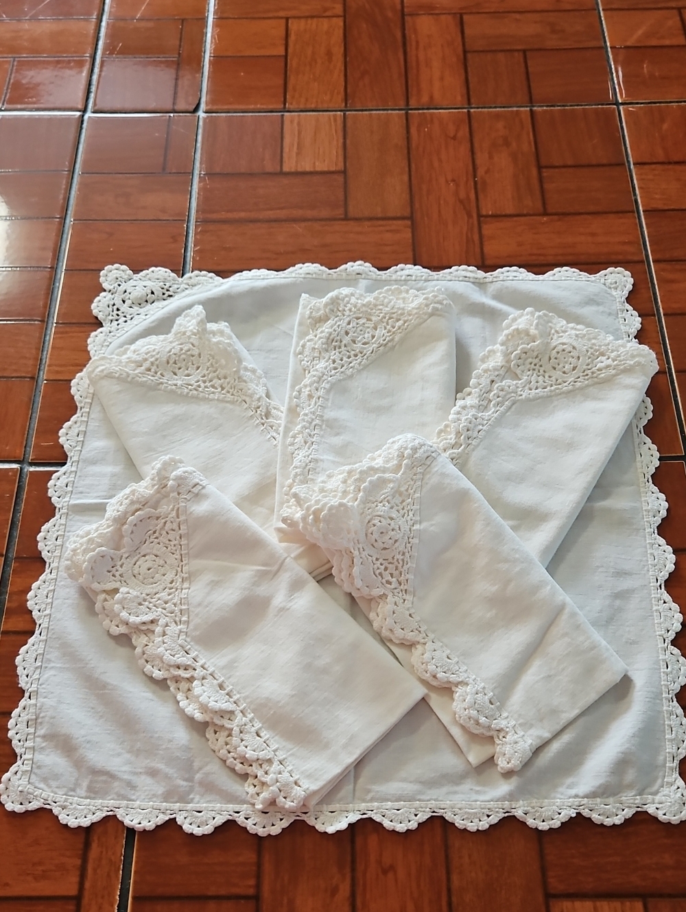 Vintage Set Of 6 Linen Table Napkins